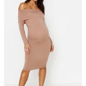 Boohoo Off Shoulder Maternity Midi Dress